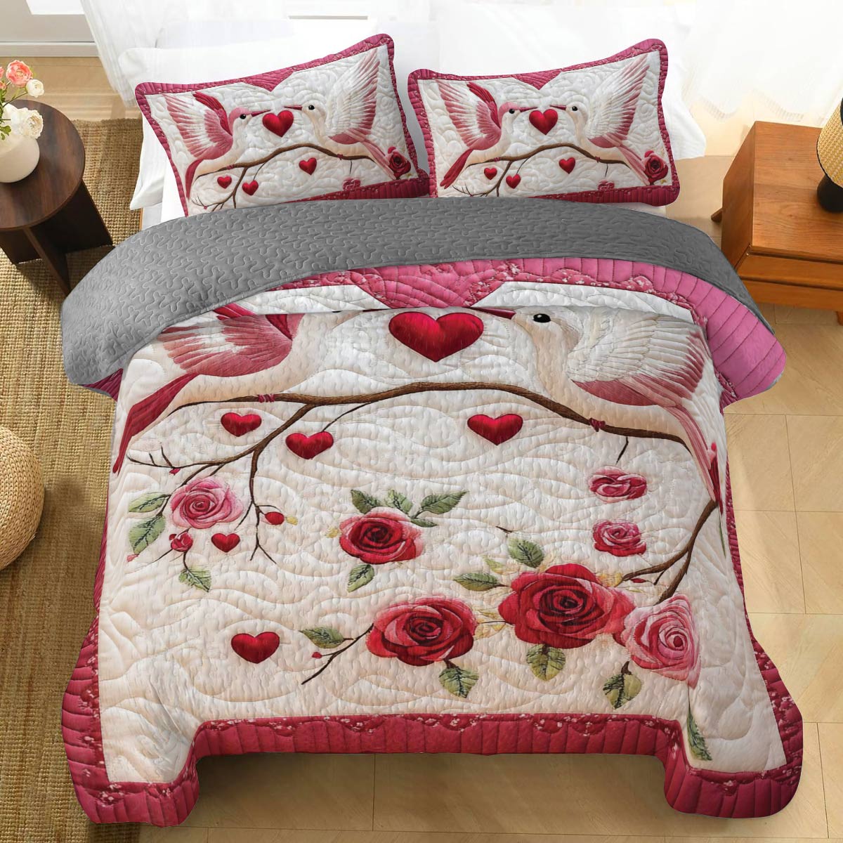 Shineful All Season Quilt 3-Piece Set Hummingbird Love