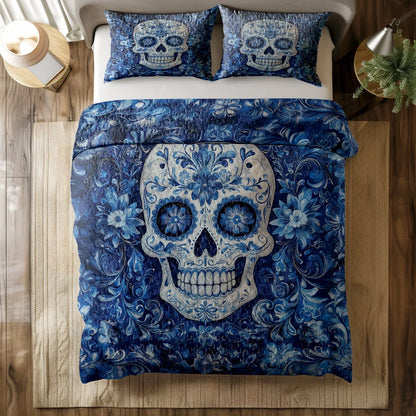 Shineful All Season Quilt 3-Piece Set - Celestial Skull Elegance