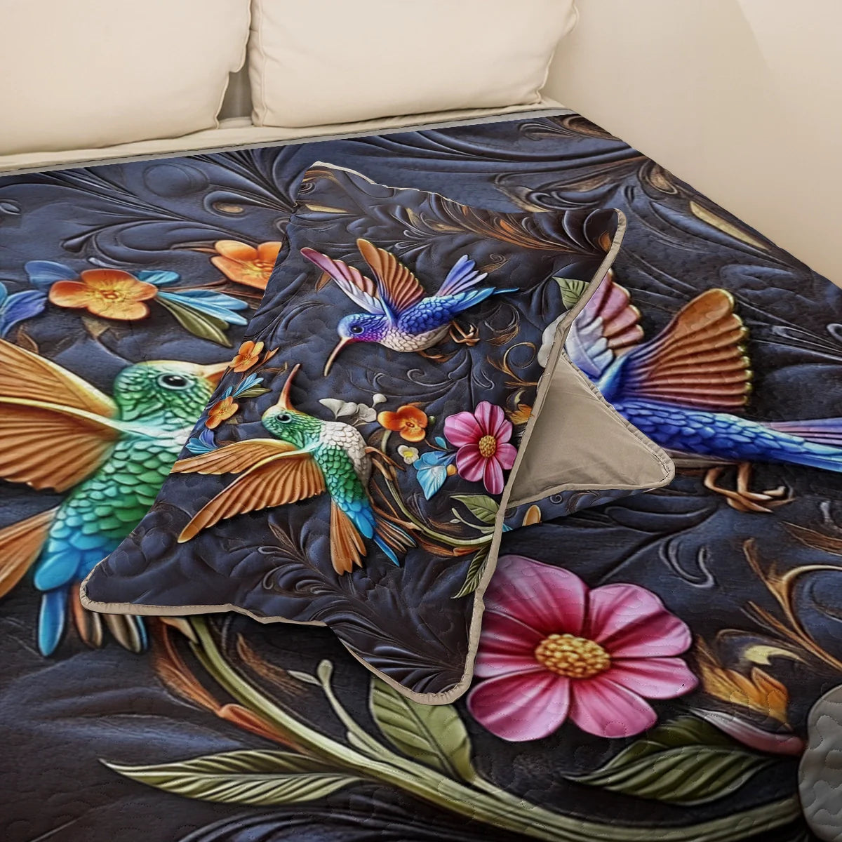 Shineful All Season Quilt 3-Piece Set Hummingbird Dream