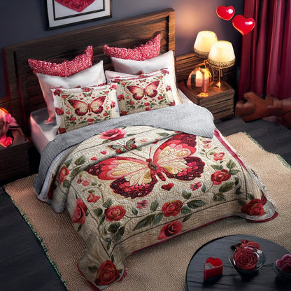 Shineful All Season Quilt 3-Piece Set Romantic Butterfly Bliss