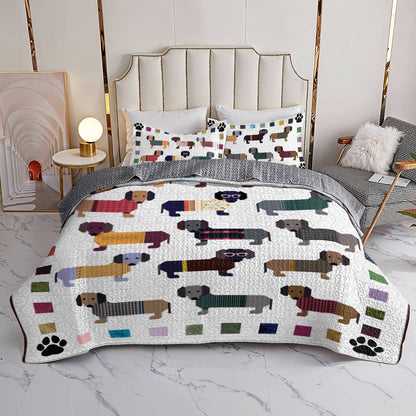 Dachshund Shineful All Season Quilt 3-Piece Set Paws and Patches