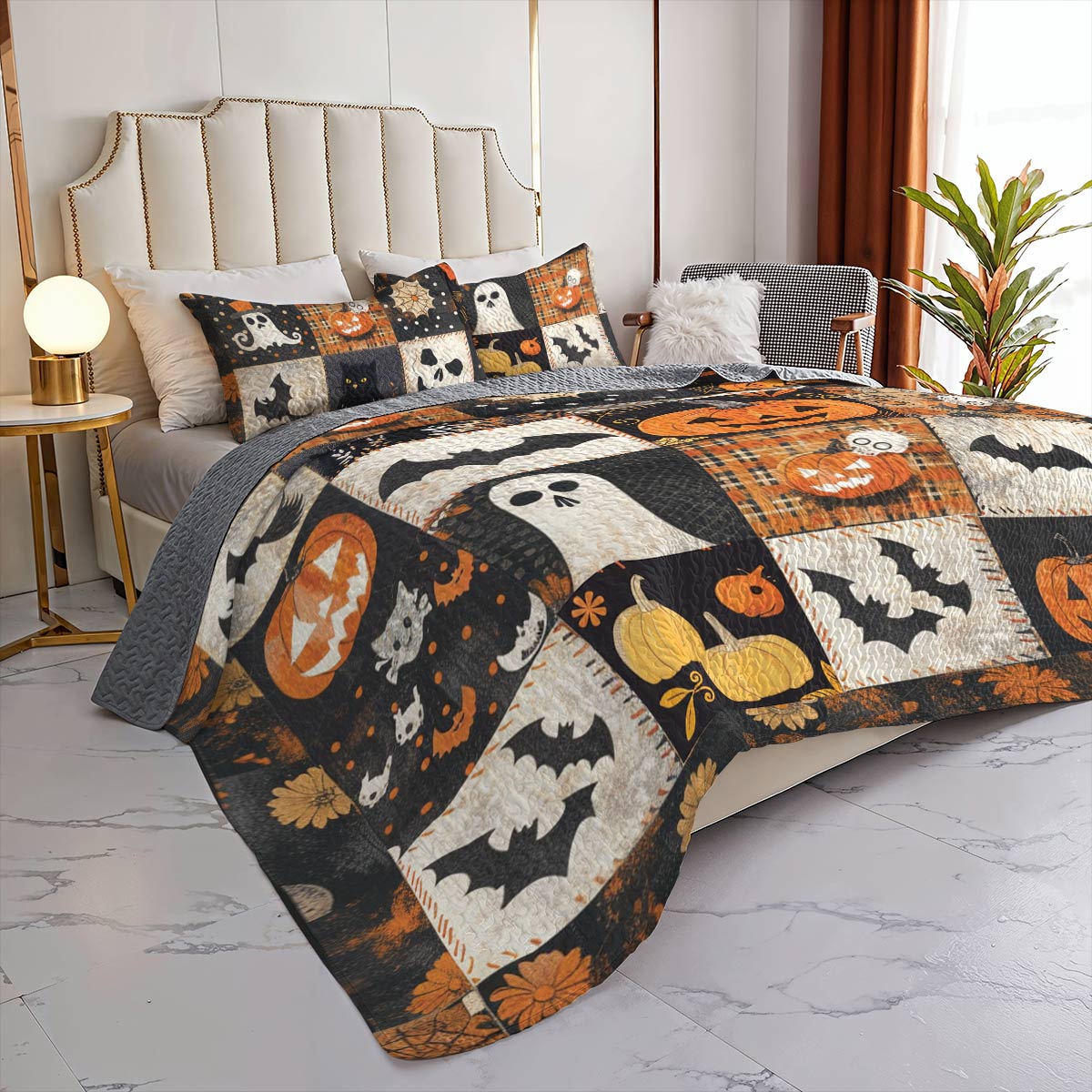 Shineful All Season Quilt 3-Piece Set Spooky Patchwork